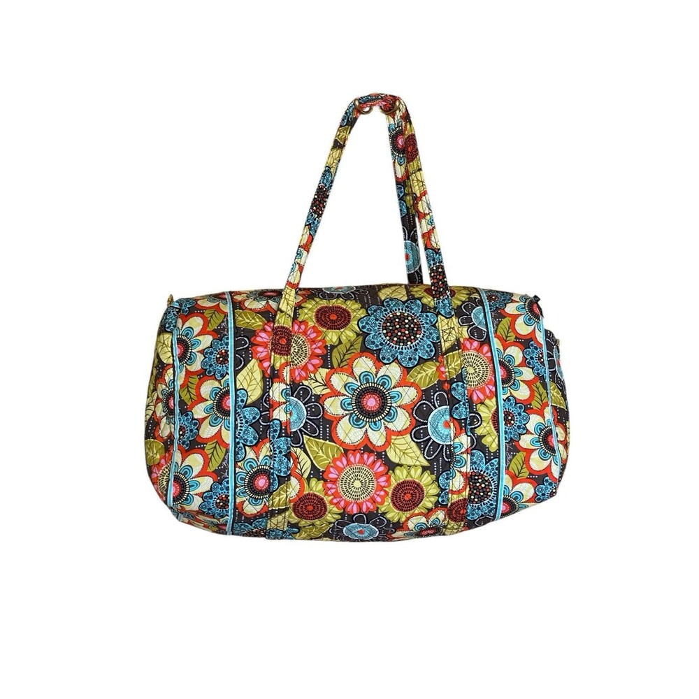 Vera Bradley Large Duffle Bag Weekender Overnight Travel Bag in Flower Shower - Picture 2 of 14